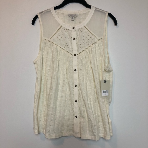 Lucky Brand sleeveless cream top size m - Picture 2 of 5